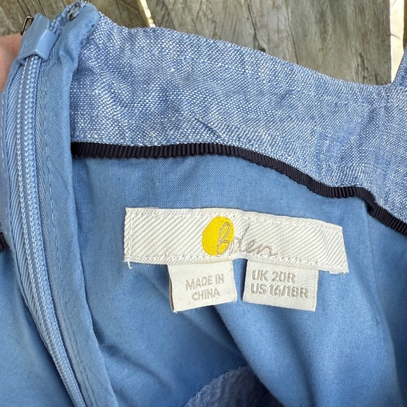 Boden Virginie Linen Midi Dress Chambray bra friendly coastal 16/18R 16 18 - Picture 11 of 16